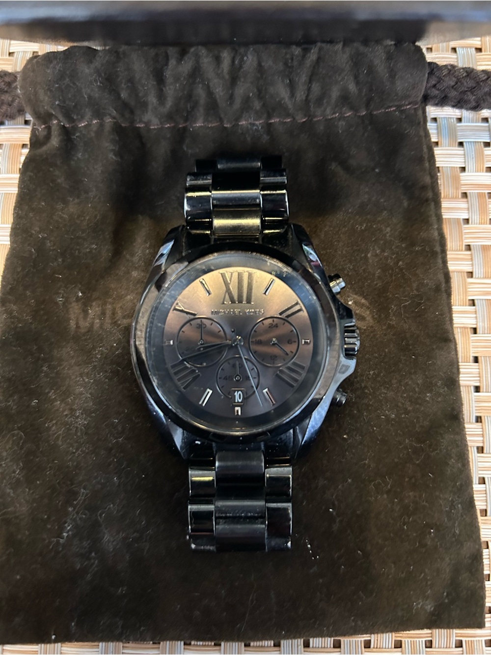 Michael Kors Black Metal Chronograph Bracelet Watch